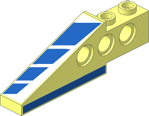 Technic Brick  1 x  6 x  1.667 Wing Back with Blue Stripes Left and Blue Bottom Stickers