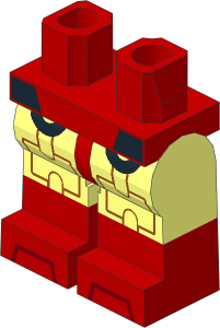 Minifig Hips and Legs with Red Lower Leg and Toa Tahu Pattern