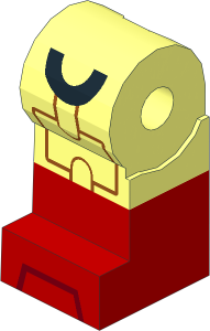 Minifig Leg Right with Red Lower Leg and Toa Tahu Pattern