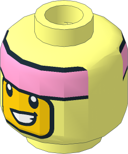 Minifig Head with Balaclava, Bright Pink Headband and Smirk Pattern