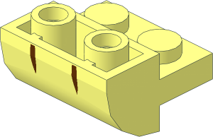 Brick  2 x  2 x  1 with Curved Bottom with Reddish Brown Lines Pattern