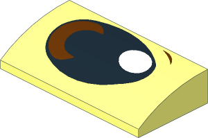 Slope Brick Curved  2 x  4 with Underside Studs with Large Black and Reddish Brown Eye (Left Side) Pattern