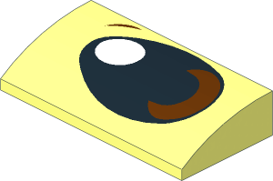 Slope Brick Curved  2 x  4 with Underside Studs with Large Black and Reddish Brown Eye (Right Side) Pattern