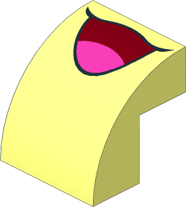 Brick Curved  2 x  2 x  1.667 with Dark Red Mouth and Dark Pink Tongue Pattern