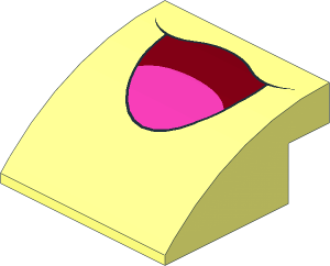 Slope Brick Curved  4 x  4 x  1.667 with Dark Red Mouth and Dark Pink Tongue Pattern