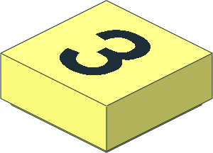 Tile  1 x  1 with Black "3" Pattern