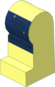 Minifig Leg Left with Dark Blue Jeans Shorts with Pockets Pattern