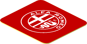 Sticker  0.8 x  0.9 with White Alfa Romeo Logo on Red Background
