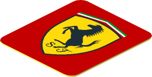 Sticker  0.9 x  0.8 with Ferrari Rounded Badge on Red Background