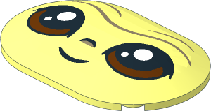 Brick Round 4 x 6 x 0.667 Oval with Face with Black / Reddish Brown Eyes Pattern