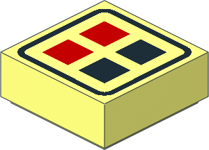 Tile  1 x  1 with Red & Black Buttons Pattern