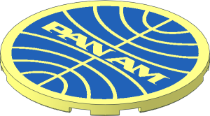 Tile  6 x  6 Round with Blue Pan Am Logo Pattern