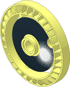 Technic Disc  5 x  5 with White Spot on Black Ring Pattern