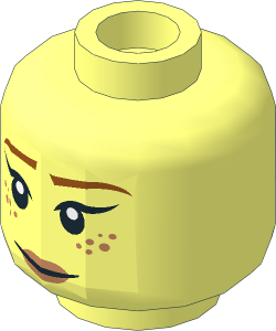 Minifig Head Female with Freckles, Dark Orange Eyebrows, Nougat Lips, Smile / Angry 2-Sided Pattern