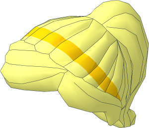 Minifig Hair with Ponytail and Swept Sideways Fringe with Yellow Hairband Pattern