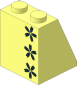 Slope Brick 65  2 x  2 x  2 with  3 Black Flowers Pattern
