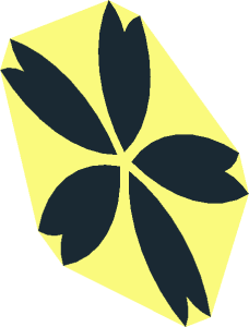 ~Slope Brick 65  2 x  2 x  2 with 3 Black Flowers Pattern - Single Flower