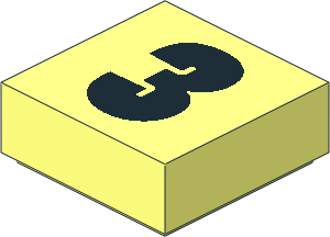 Tile  1 x  1 with Black Bold "3" Pattern