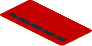 Sticker  1.8 x  0.9 with Black Deflectors on Red Face Left