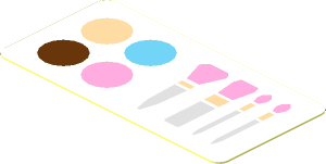 Sticker  0.9 x  1.8 with Paintbox and Makeup Brushes