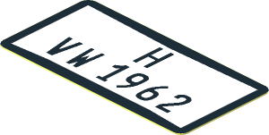 Sticker  0.8 x  1.7 with Black "H VW 1962"