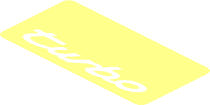 ~Sticker  0.9 x  1.8 with Black "turbo" on Green Background - Top face