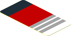 Sticker  0.9 x  1.8 with Black, 3 Grey and Red Stripes on White Bakground Right