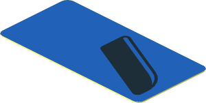 Sticker  0.9 x  1.8 with Black Air Vent on Blue Background Right