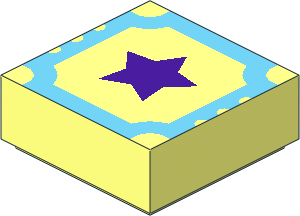 Tile  1 x  1 with Medium Lilac Star and Medium Azure Outline Pattern