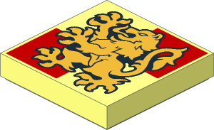 Tile  2 x  2 with Gold Gryffindor Crest on Dark Red Squares Pattern