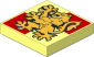 Tile  2 x  2 with Gold Gryffindor Crest on Dark Red Squares Pattern
