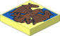 Tile  2 x  2 with Copper Ravenclaw Crest on Blue Squares Pattern