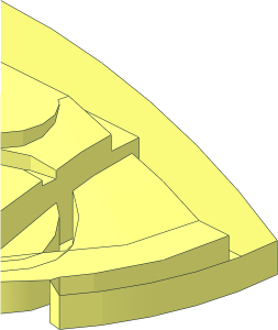 ~Brick  2 x  2 x  0.667 Quarter Circle with Curved Top without Top Surface - Half