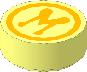 Tile  1 x  1 Round with Bright Light Orange Letter "M" in Circle Pattern