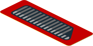 Sticker  0.8 x  2.2 with Grey Air Vents on Red Background Right