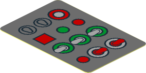 Sticker  1.2 x  1.8 with Lights and Levers on Dark Bluish Grey Background