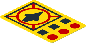 Sticker  1.8 x  1.2 with Black and Red Flight Controls on Yellow
