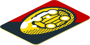 Sticker  0.8 x  1.8 with Yellow Headlamp and Red Stripe on Black Background Left