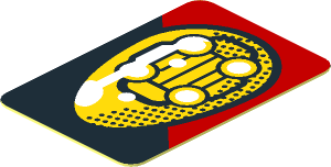 Sticker  0.8 x  1.2 with Yellow Headlamp and Red Stripe on Black Background Right