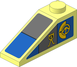 Slope Brick 33  3 x  1 with Blue and Dark Bluish Grey Panels and Yellow Markings Stickers