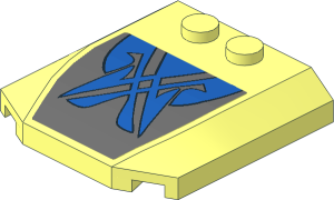 Wedge  4 x  4 x  0.667 Curved with Blue Markings on Dark Bluish Grey Background Sticker