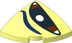 Brick  2 x  2 x  0.667 Quarter Circle with Curved Top with Dark Blue Eyebrow and Reddish Brown/Black Eye Right Pattern