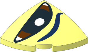 Brick  2 x  2 x  0.667 Quarter Circle with Curved Top with Dark Blue Eyebrow and Reddish Brown/Black Eye Left Pattern