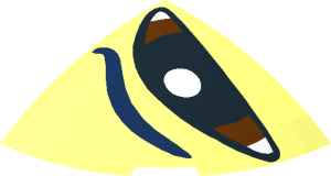 ~Brick  2 x  2 x  0.667 Quarter Circle with Curved Top - Dark Blue Eyebrow and Reddish Brown/Black Eye Pattern