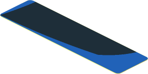 Sticker  0.8 x  3.0 with Black Trapezoid on Blue Background Left
