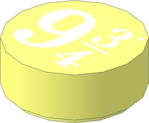 Tile  1 x  1 Round with White "9 3/4" Pattern