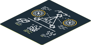 Sticker  2.8 x  2.4 with White and Gold Circles, Writing, Triangle, Leaf, Crystals and Dropson Black Background