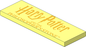 Tile  2 x  6 with Gold "Harry Potter AND THE PHILOSOPHERS STONE" Pattern
