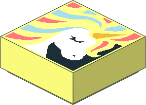 Tile  1 x  1 with Coral and Metallic Light Blue Swirl and Unicorn Head Pattern