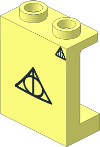 Panel  1 x  2 x  2 Reinforced with Black Triangle, Line, and Deathly Hallows Symbol Pattern